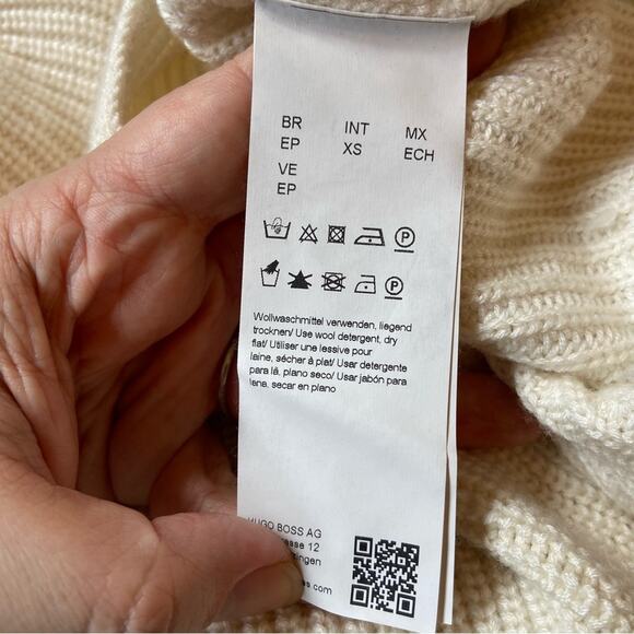 HUGO BOSS XS Farile Asymmetrical Rib-knit Sweater In White - Picture 8 of 9